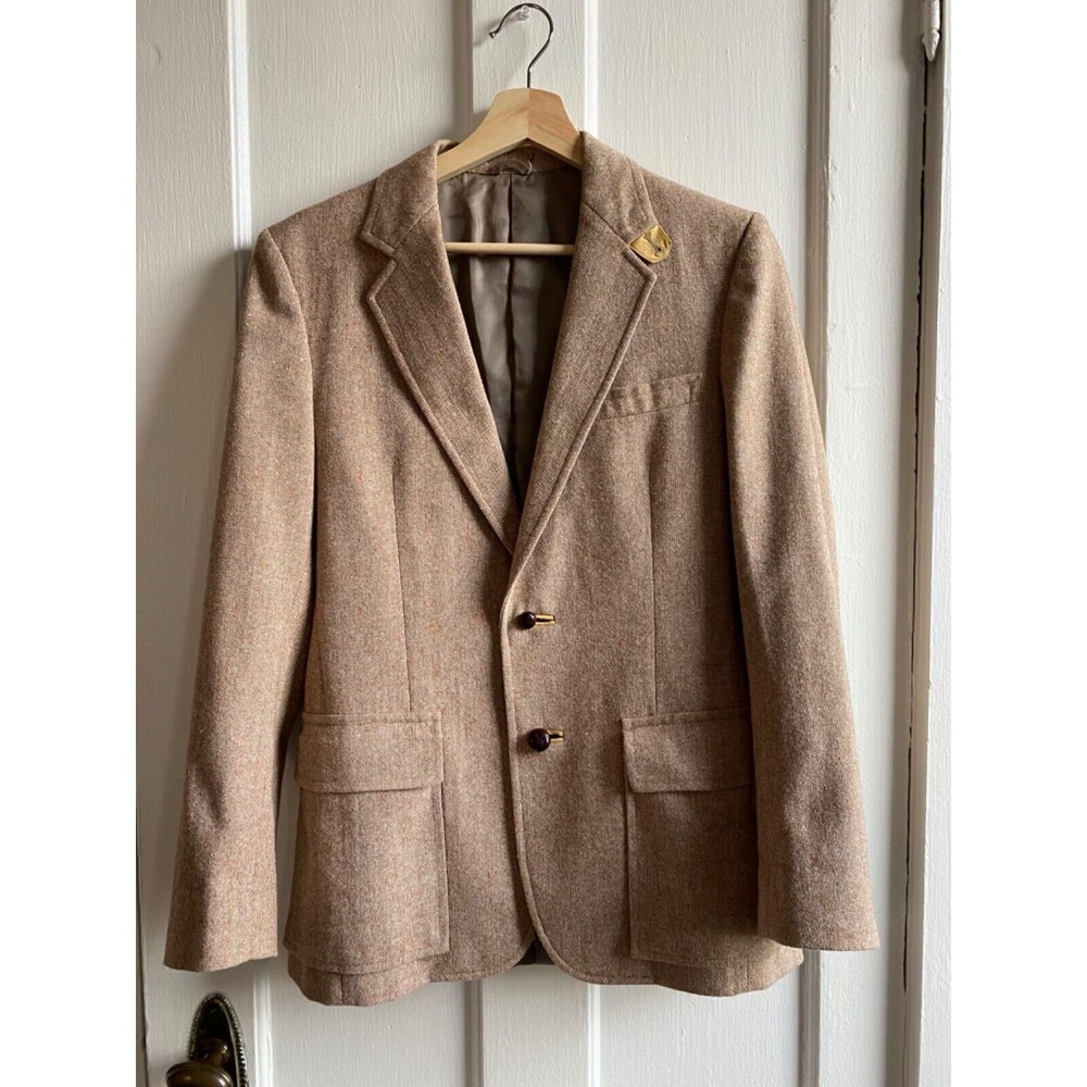 Vintage Wheat colored tailored  Riding Jacket wool, tweed 90s
